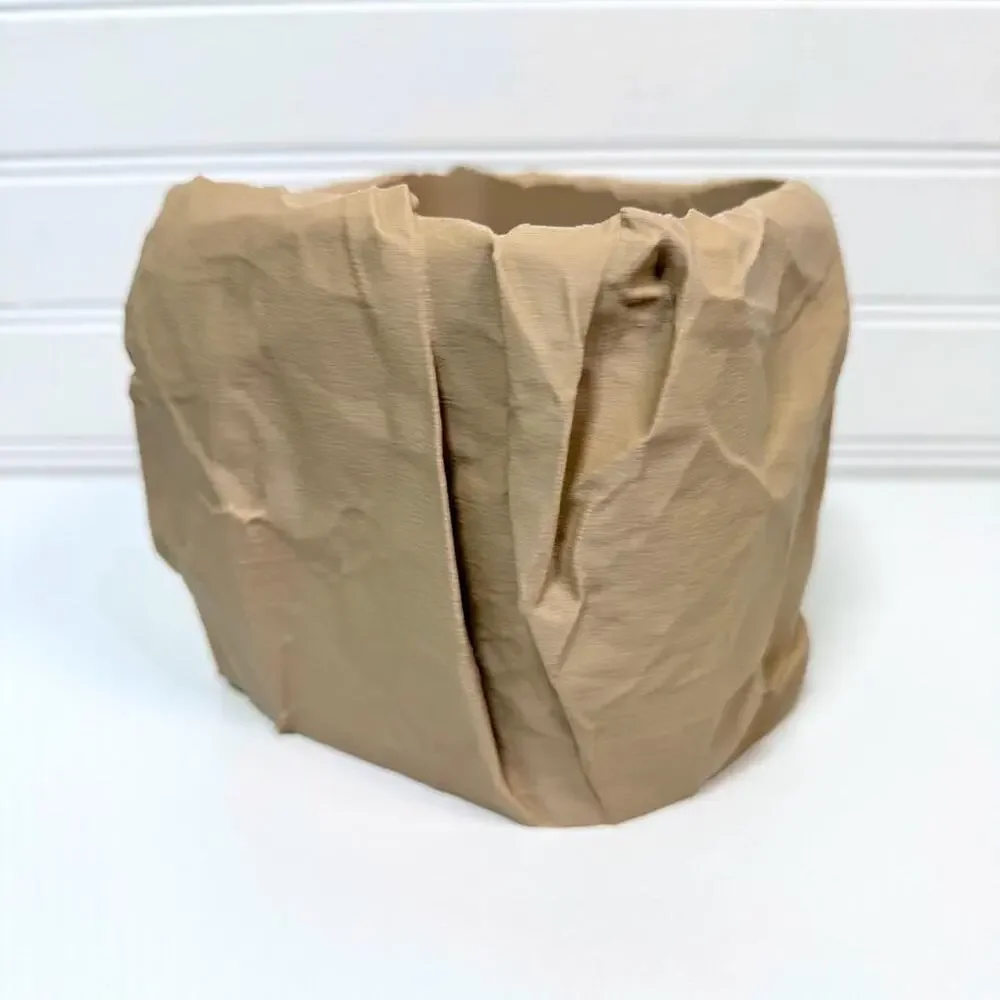 Crumpled Paper Pot, Cachepot Planter, Square Indoor Tabletop Plant Pot
